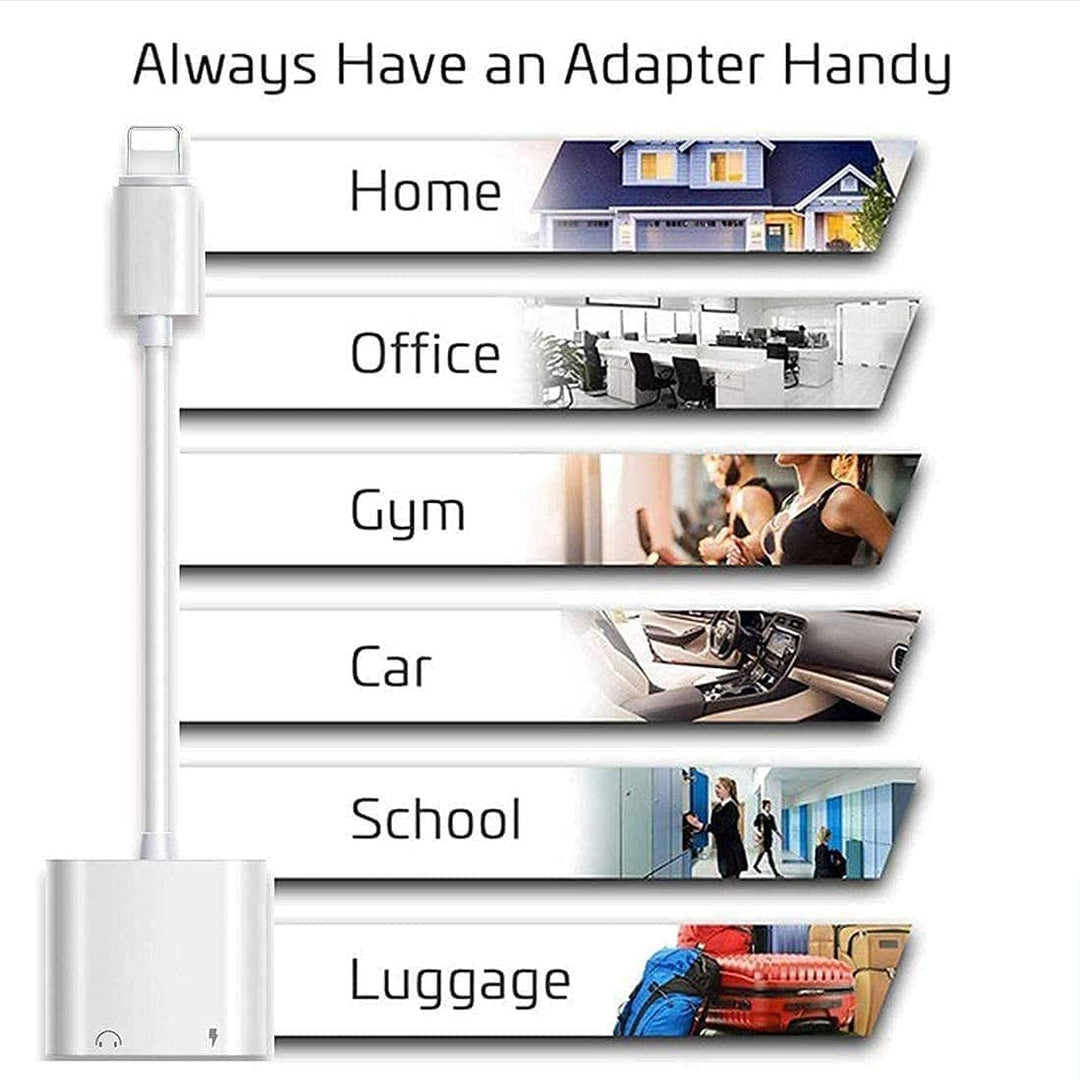 Apple MFi Certified Lightning to 3.5mm Headphones Dongle Jack Adapter 2 in 1 Headphone Adapter and Aux Audio Adapter Charger Cable Splitter Compatible with iPhone 12 11 XS XR X 8 7 white