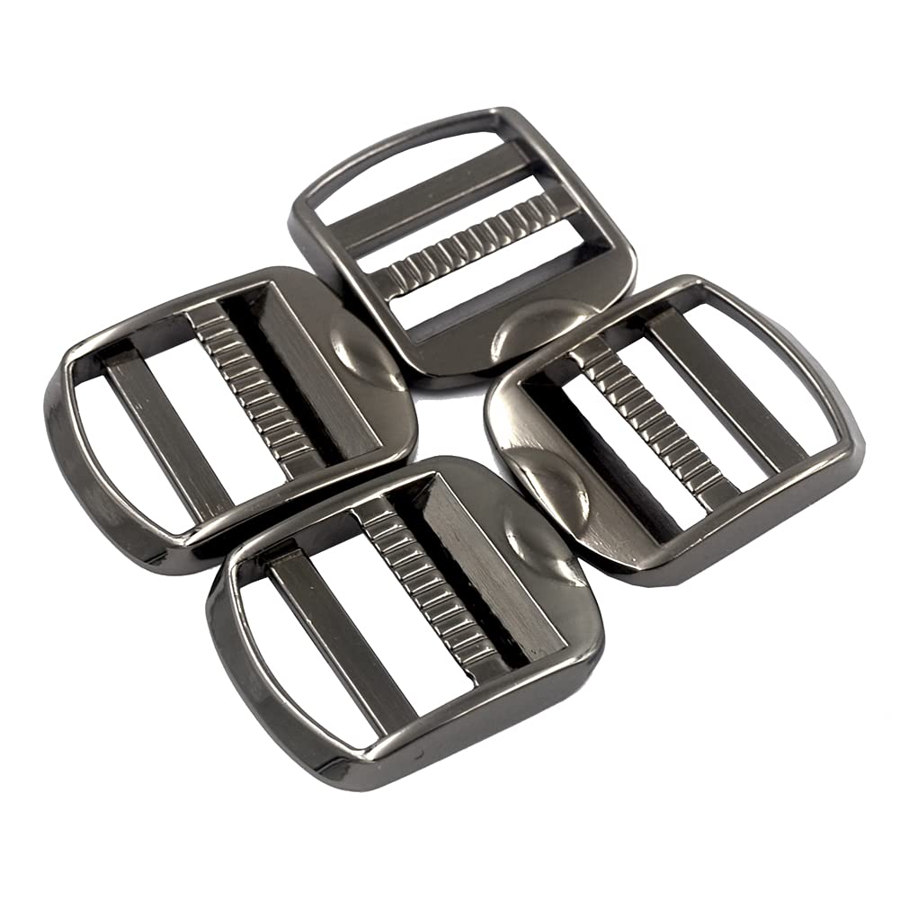 DGOL 10 pcs 1 inch Strong Heavy Shinning Zinc Alloy Ladder Lock Slider Adjustable Webbing Strap Release Buckles (Gunmetal)