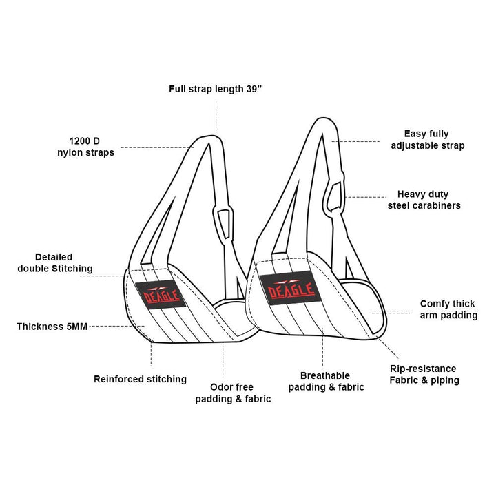 Deagle Sports Ab Straps for Pull up Bar Men &amp; Women - Hanging Ab and Lifting Straps, Ab Workout Equipment and Pull up Assistance Band for Building Six Packs - Standard Size - Black