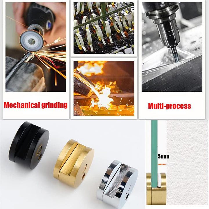 XXHong 4Pcs Bright Brass Mirror Clip, Mirror Clips for Dresser Bathroom Round Shape Wall-Mounted Mirrors Bracket Walls Fixed Fitting 5-11mm Thick Mirror Glass Hanging Clips