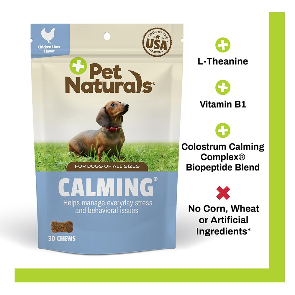 Calming for Dogs, 30 Chews - Naturally Sourced Stress and Anxiety Calming Ingredients for Behavior Support - Vet Recommended