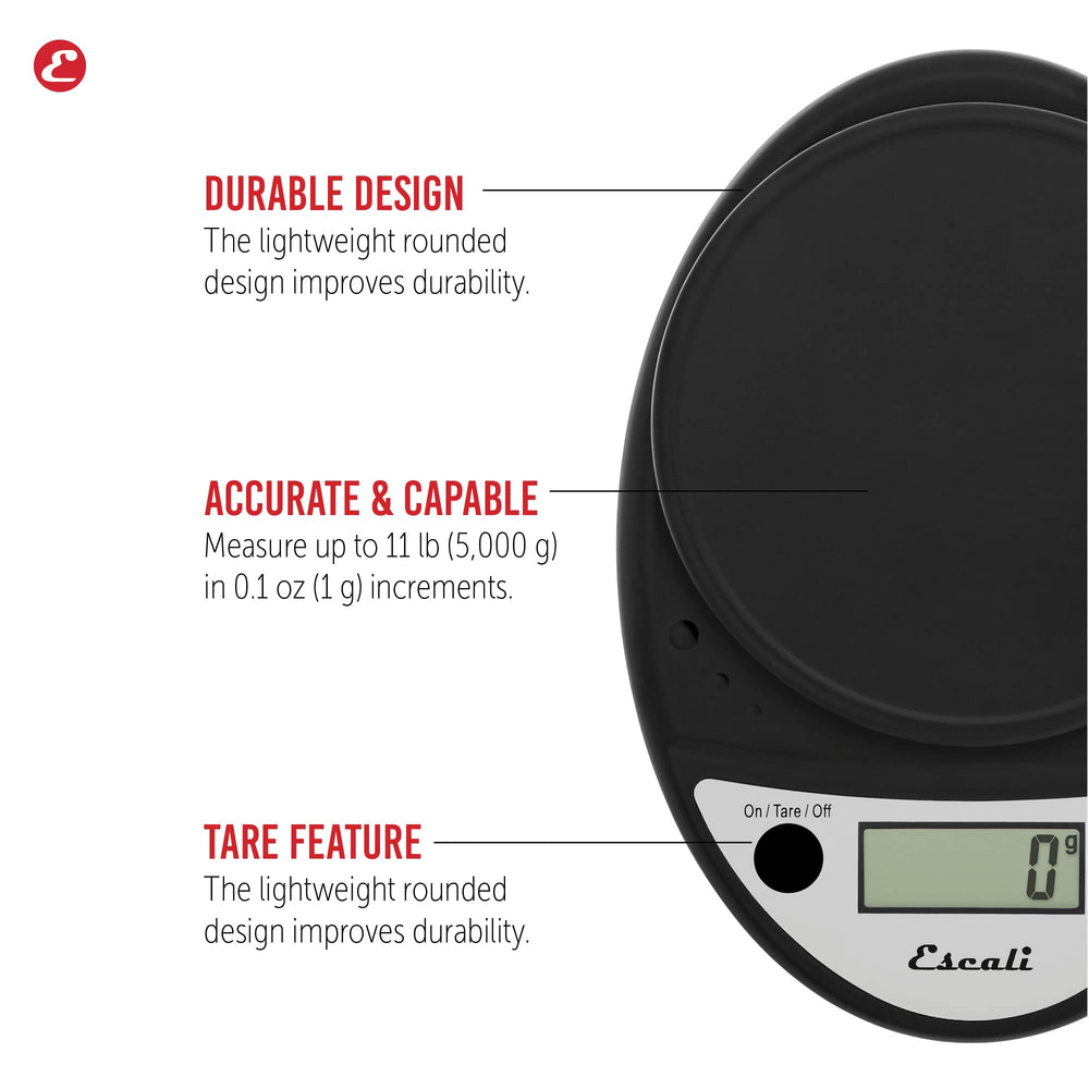 Primo Digital Kitchen Scale 11Lb/5Kg, Black
