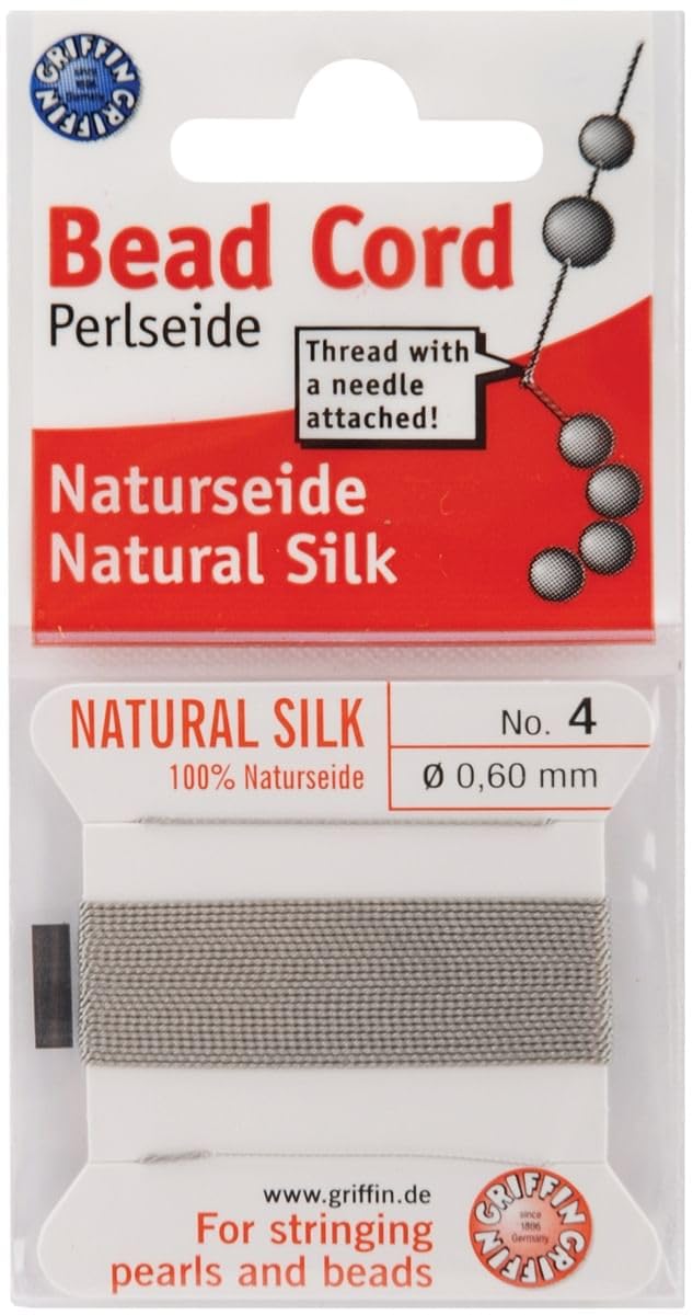 Silk Beading Cord & Needle, Size 4, Silver/Gray