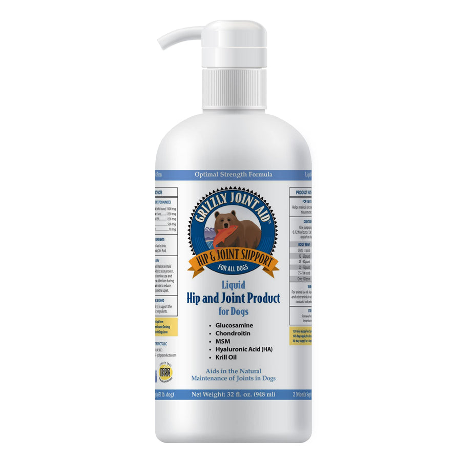 Grizzly Joint Aid for Dogs Liquid Hip and Joint Support (Extra Strength), 32 fl oz