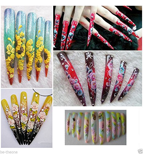 120pcs White/clear/natural Long Sharp Stiletto Fake Nail Tips False Nail Art Tip Manicure Clear AD