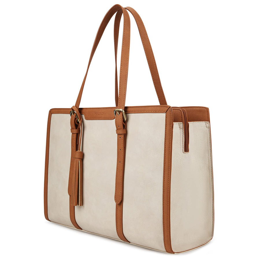 Laptop Bag For Women 15.6 Inch Work Tote Bags PU Leather Computer Purse For Business Office With 3 Layer Compartments