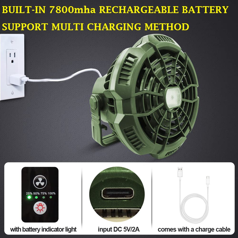 ayamaya Rechargeable Camping Tent Fan with LED Light & Remote Control, 7800mAh Portable Led Light Camping Lantern Fan USB Desk Ceilling Fan for Camping Car Office Hurricane Emergency Survival