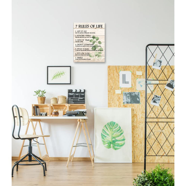 CREOATE Motivational Quotes Wall Art- Plant Print 7 Rules of Life Inspirational Motto Canvas Print Home Office Wall Décor