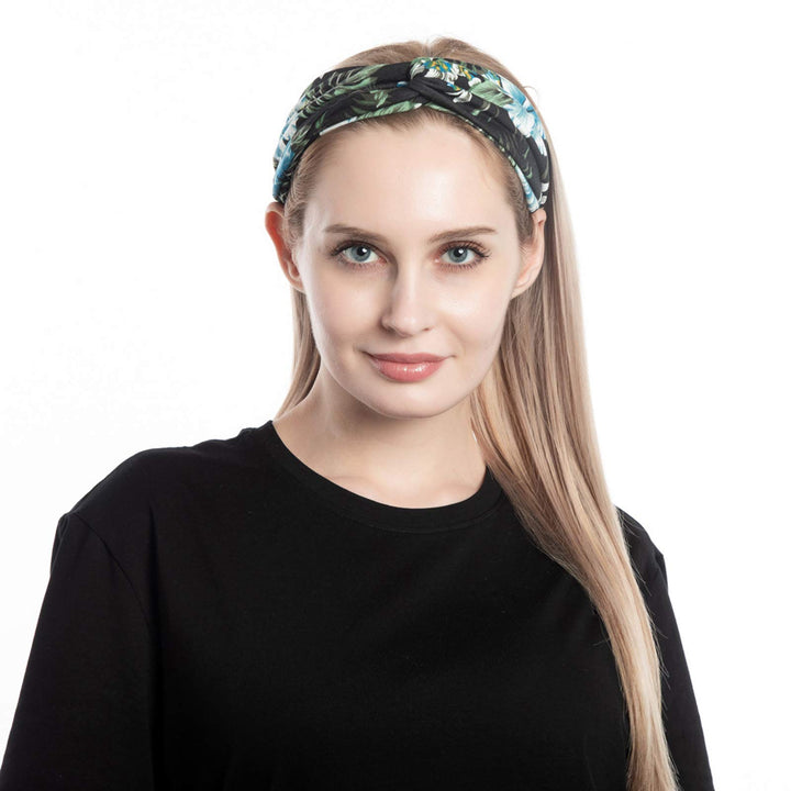 Wide Headbands for Women Black Stylish Knotted Head Wraps Boho Thick Hairbands Large African Sport Yoga Workout Running Turban Headband Hair Accessories Head Scarf