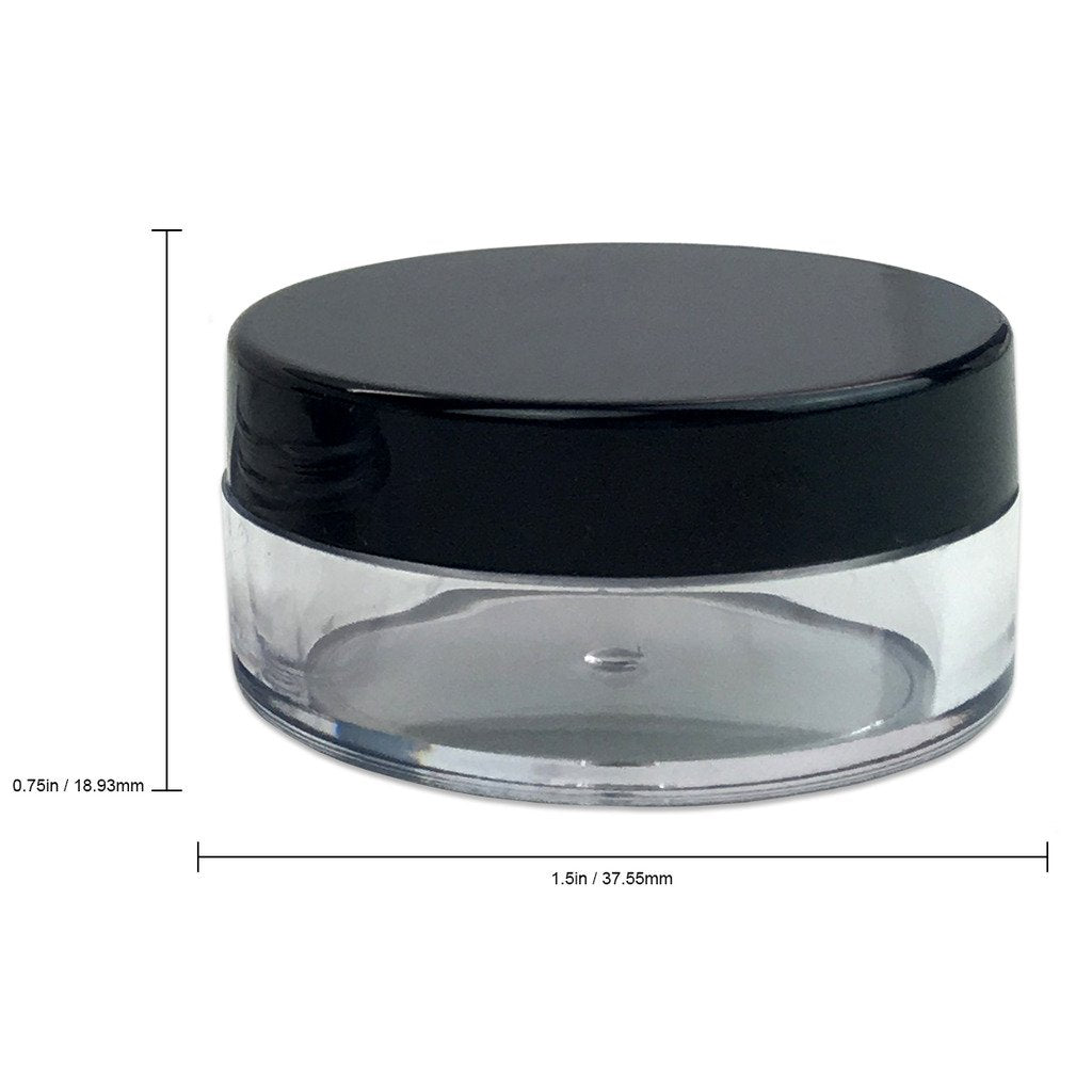 (Quantity: 40 Pieces) Beauticom 10G/10ML High Quality BLACK Lid Plastic Cosmetic Lip Balm Lip Gloss Cream Lotion Eyeshadow Container Jars