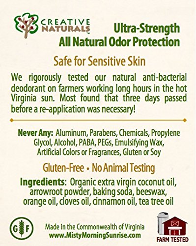 3-Day Natural Deodorant - New Softer Formula - All Natural, Farm Tested (2.5 oz Stick) Gluten Free, Aluminum Free (Fortify)