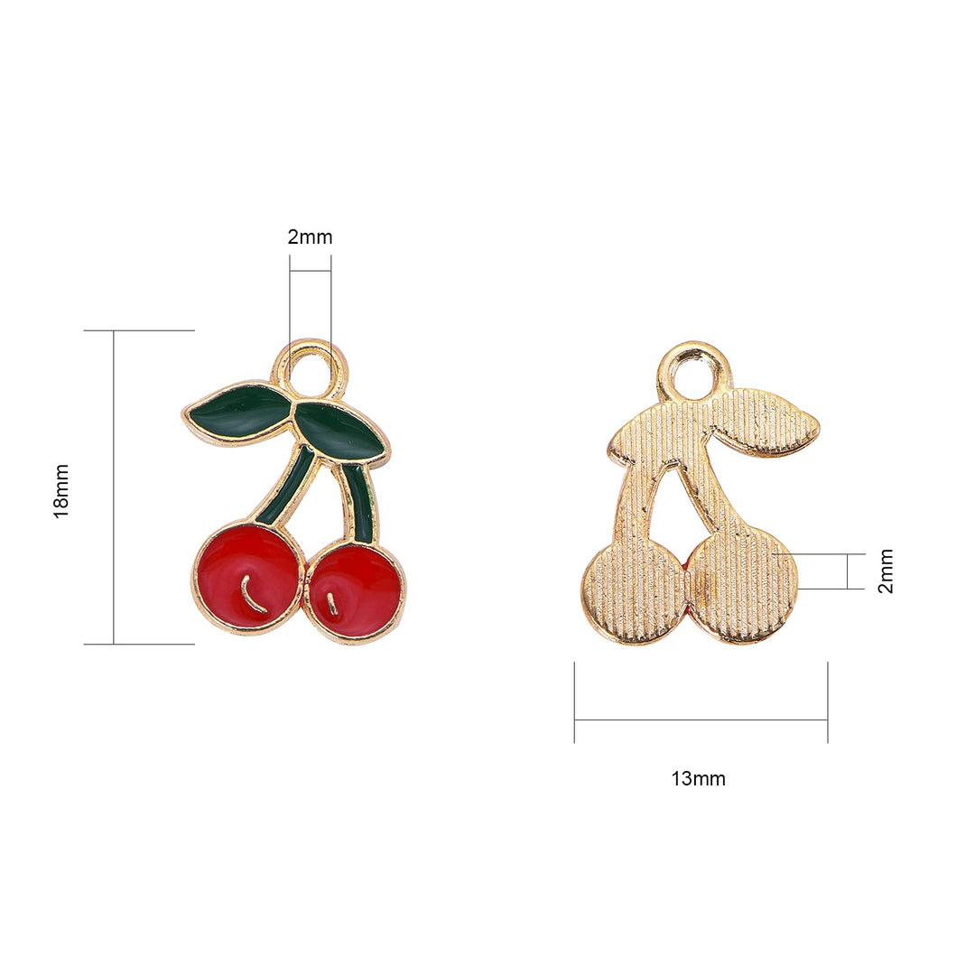 LiQunSweet 100 Pcs Red Cherry Fruit LightGold Tiny Char