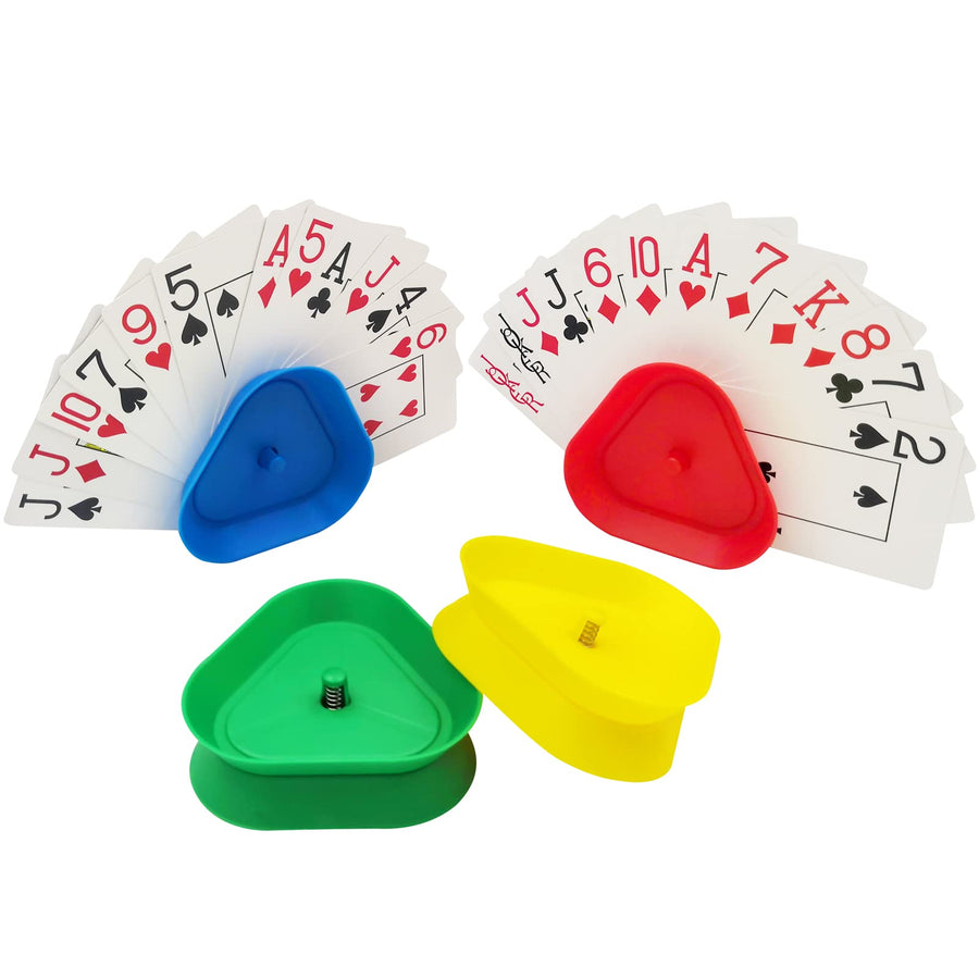 Playing Card Games Holder - 4Pack Little Hands Cards Tray for Kids, Seniors,Hands Free Cards Holders for Cards Game, Poker Parties, Family Card Game Nights