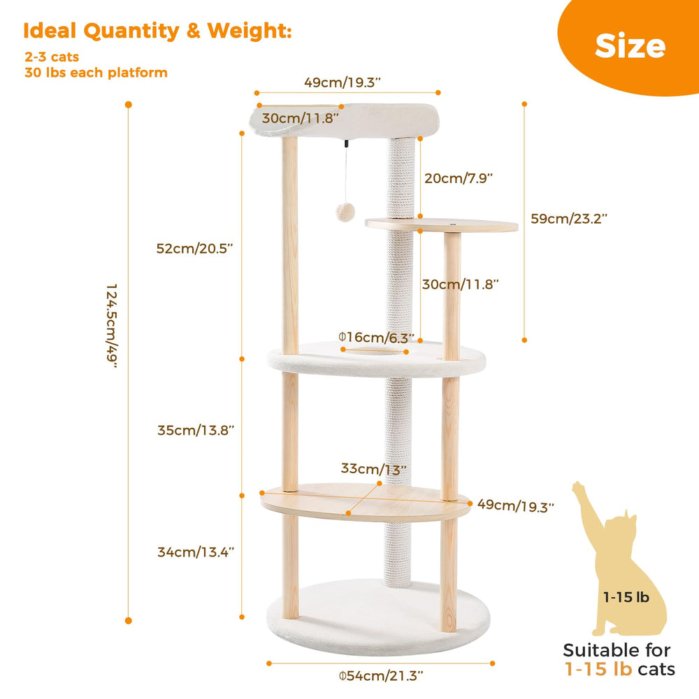 Cat Tree Cat Tower for Indoor Cats,5-Level Cat Play House Cat Activity Center with Scratching Posts Beige