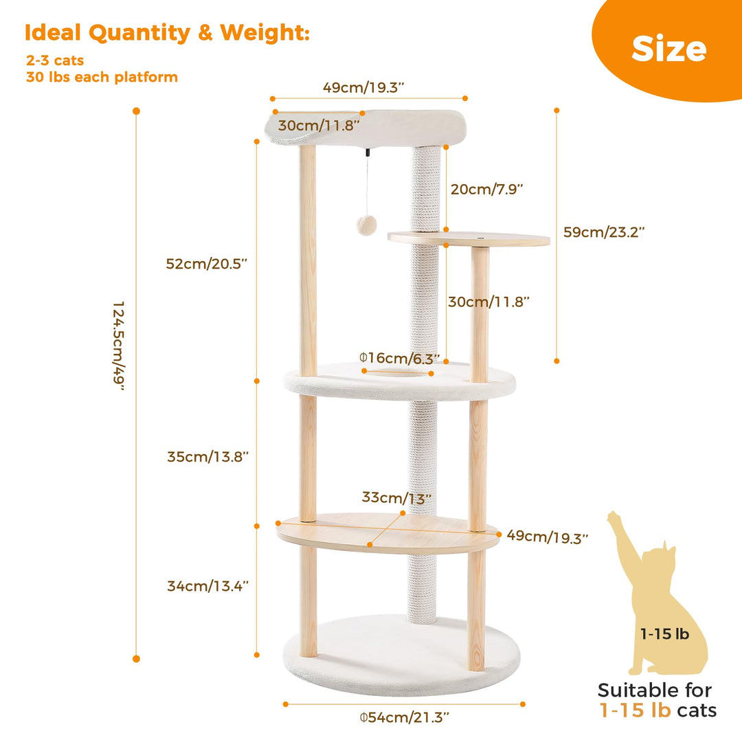 Cat Tree Cat Tower for Indoor Cats,5-Level Cat Play House Cat Activity Center with Scratching Posts Beige