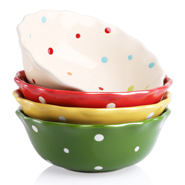 4 Pack Porcelain Dessert Bowls, 16 OZ Ceramic Ice Cream Bowls for Kitchen, Soup Serving Bowls for Cereal, Salad, Nuts, Oatmeal, Fruit, Prep, Side Dishes, Microwave and Dishwasher Safe