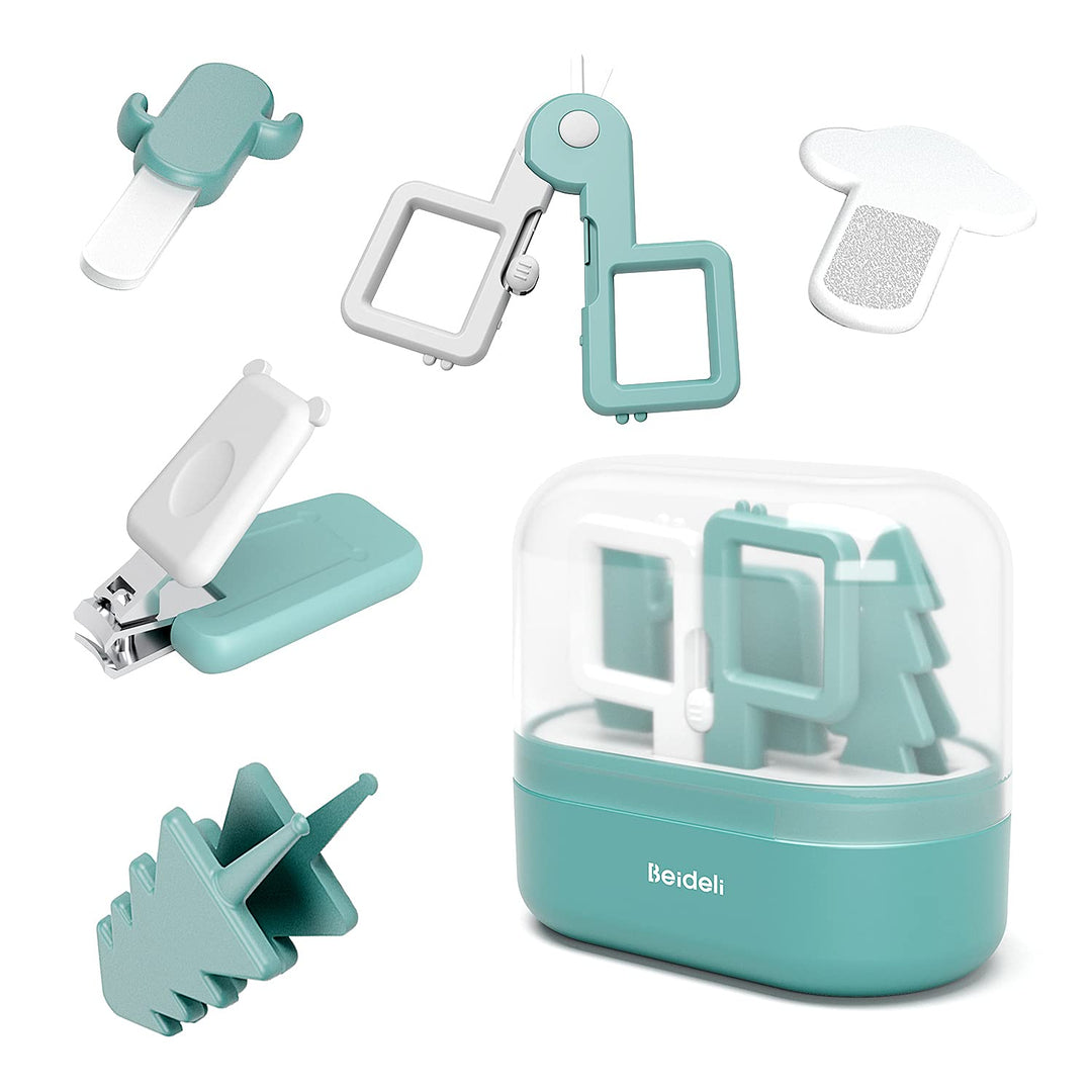 Baby Nail kit 5-in-1Children&#39;s nail clipper set Includes Nail Clippers, Scissors, Nail Files, and Tweezers.Baby Nail Care Set,Suitable for Newborns, Infants, Children(Green)