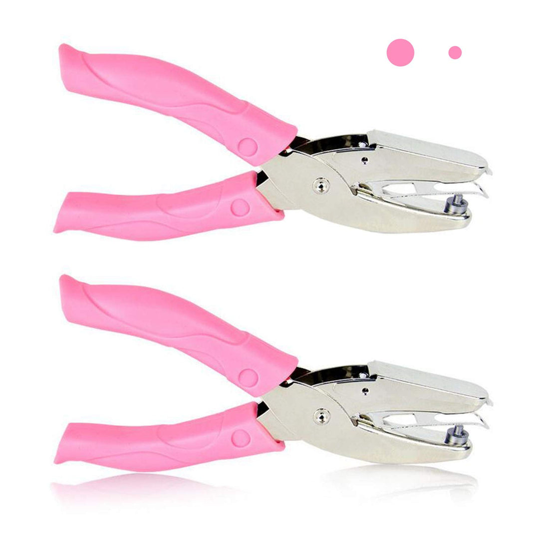 2Pcs 1/16 and 1/8 Handheld Metal Hole Punch for DIY Craft Paper Scrapbook Puncher Small Circle Shaped Hand Tool with Grip