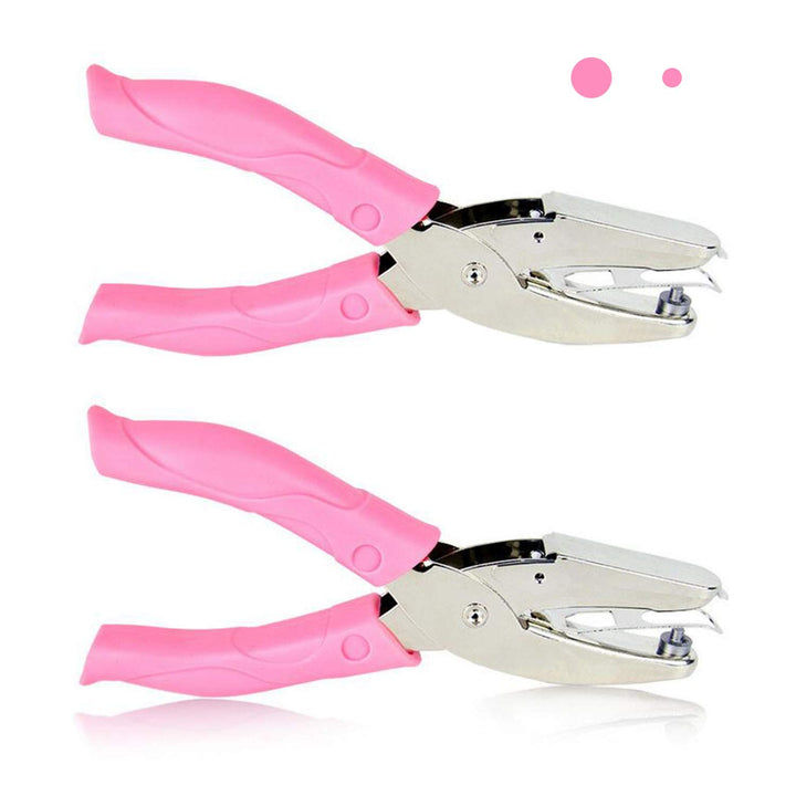 2Pcs 1/16 and 1/8 Handheld Metal Hole Punch for DIY Craft Paper Scrapbook Puncher Small Circle Shaped Hand Tool with Grip