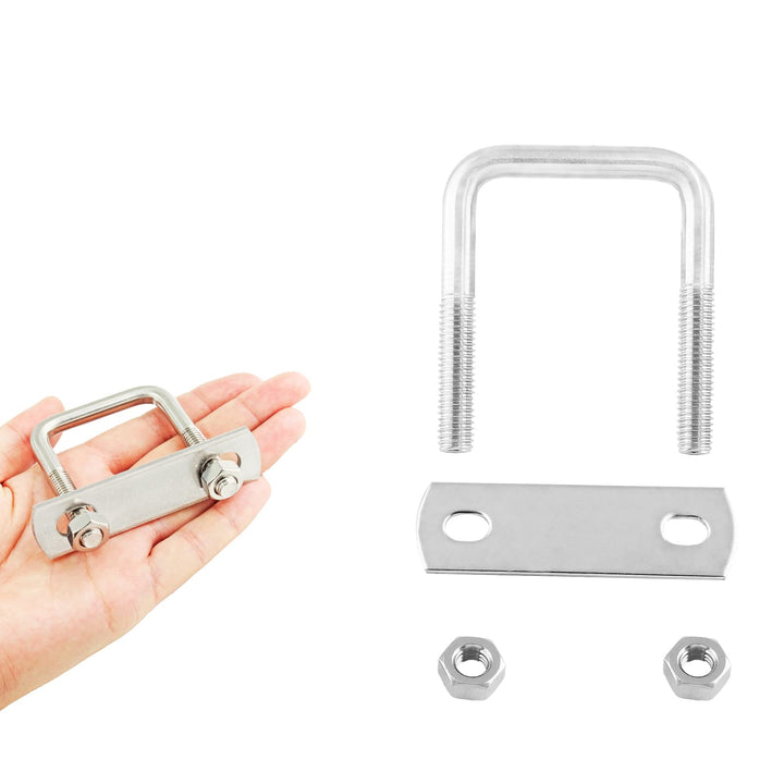 2Pcs Stainless Steel Square U-Bolt Clamp M8x40x65mm - (Thread Size x Inner Width x Length), Mini Metal U Bolts Pole U Bolt Brackets for Camper Trailer Marine Boat