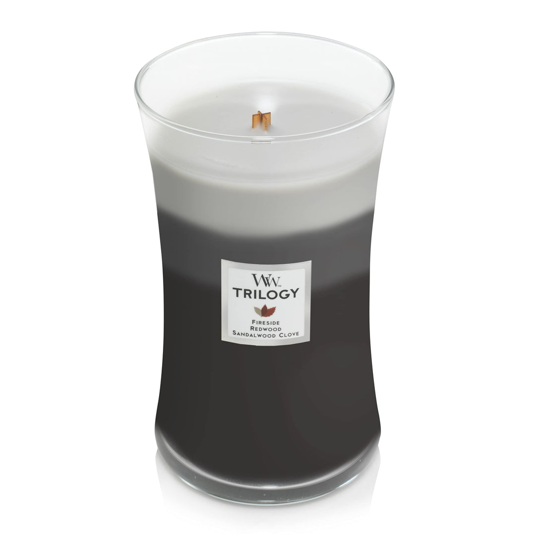 Large Hourglass Candle, Warm Woods - Premium Soy Blend Wax, Pluswick Innovation Wood Wick, Made in USA