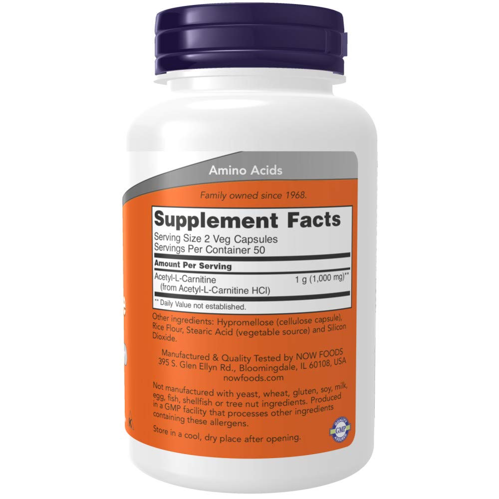 NOW Supplements, Acetyl-L Carnitine 500 mg, Amino Acid,