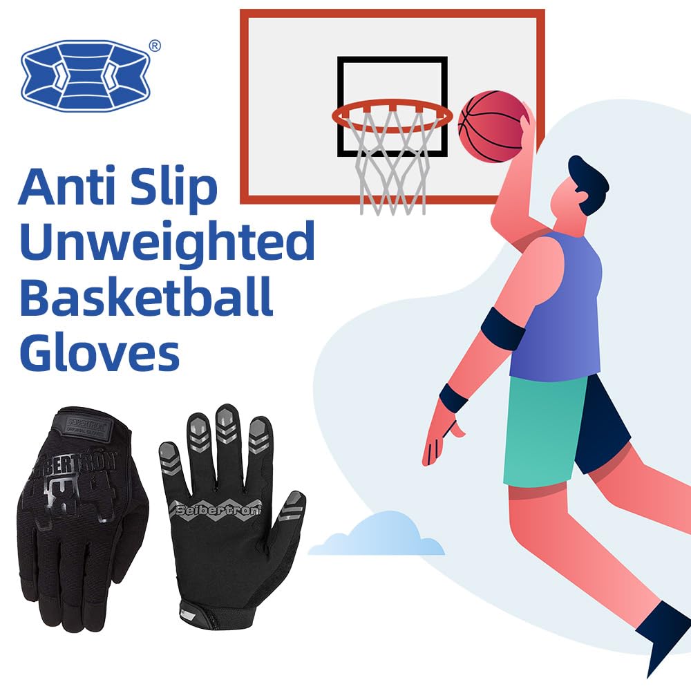 Anti Slip Unweighted Basketball Gloves Ball Handling Gloves (Basketball Training Aid) Or Driving Gloves Black M