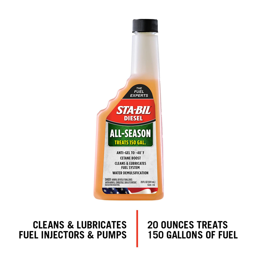 Diesel All-Season - Anti-Gel - Cetane Boost - Cleans And Lubricates Fuel System - Water Demulsification - Treats 150 Gallons -Effective In All Diesel And Bio-Diesel, 20 fl. oz. (15226) , Orange