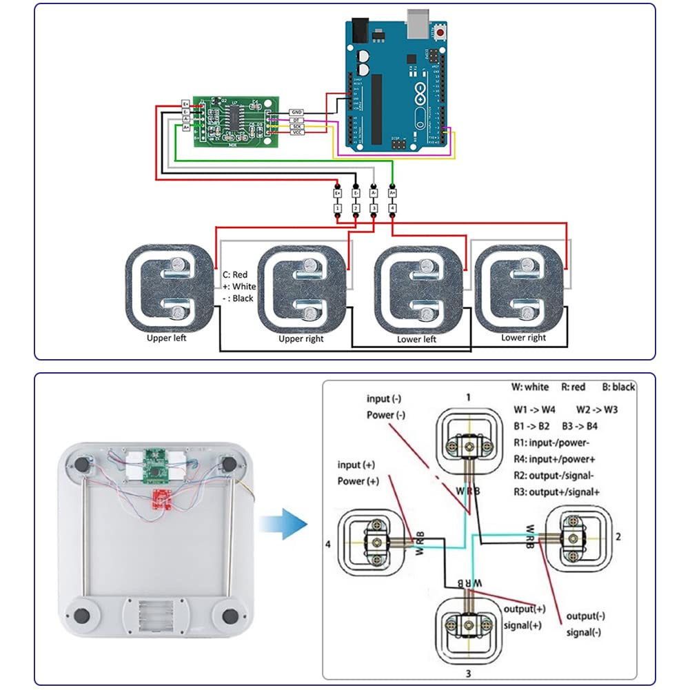 8pcs Load Cell 50kg Weight Sensor Half Bridge Strain Gauge Human Body Digital Scale + 2pcs HX711 Amplifier AD Module for Arduino