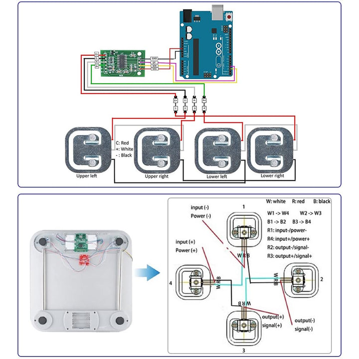 8pcs Load Cell 50kg Weight Sensor Half Bridge Strain Gauge Human Body Digital Scale + 2pcs HX711 Amplifier AD Module for Arduino