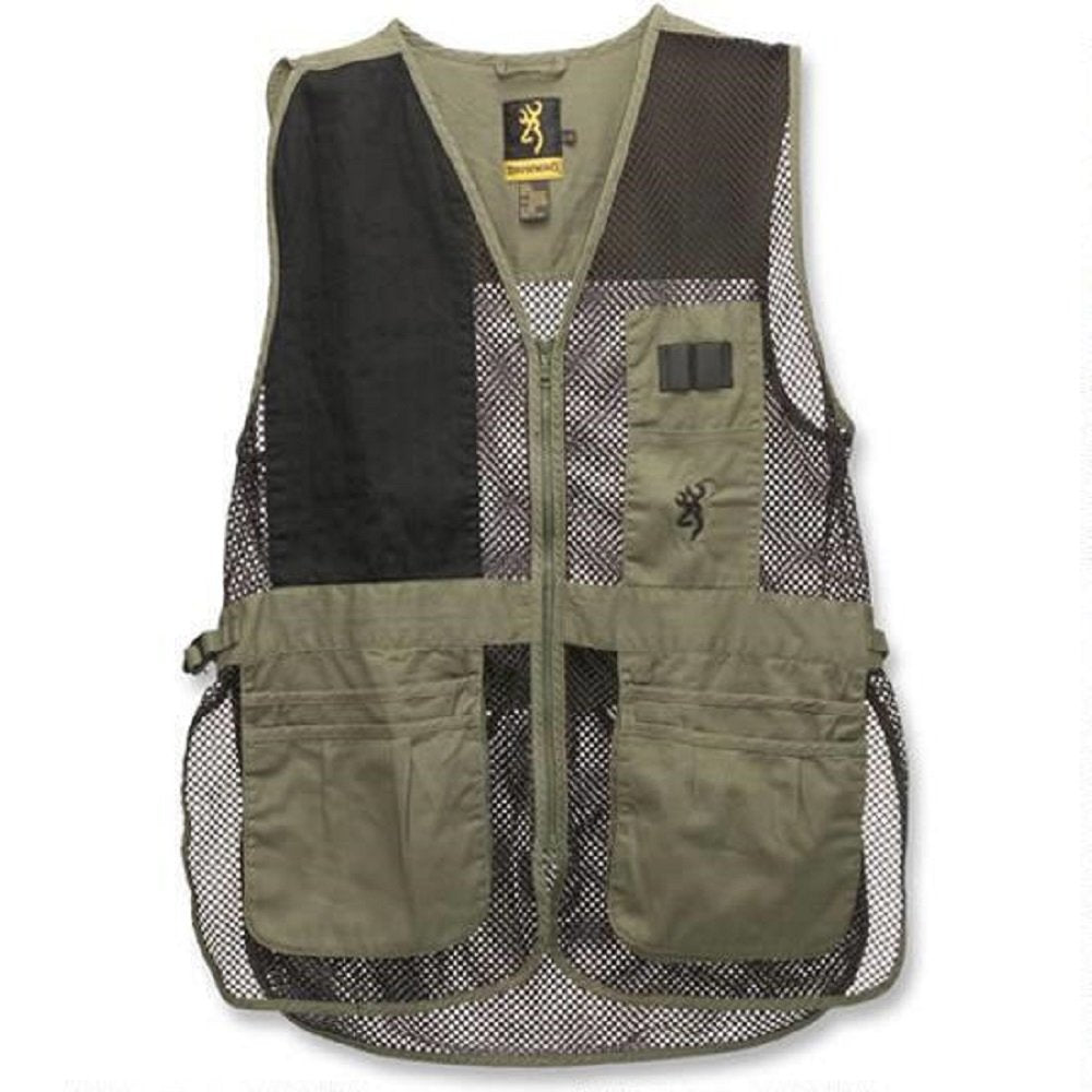 BROWNING Trapper Creek Mesh Shooting Vest, Color: Sage/Black, Size: M (3050265402)