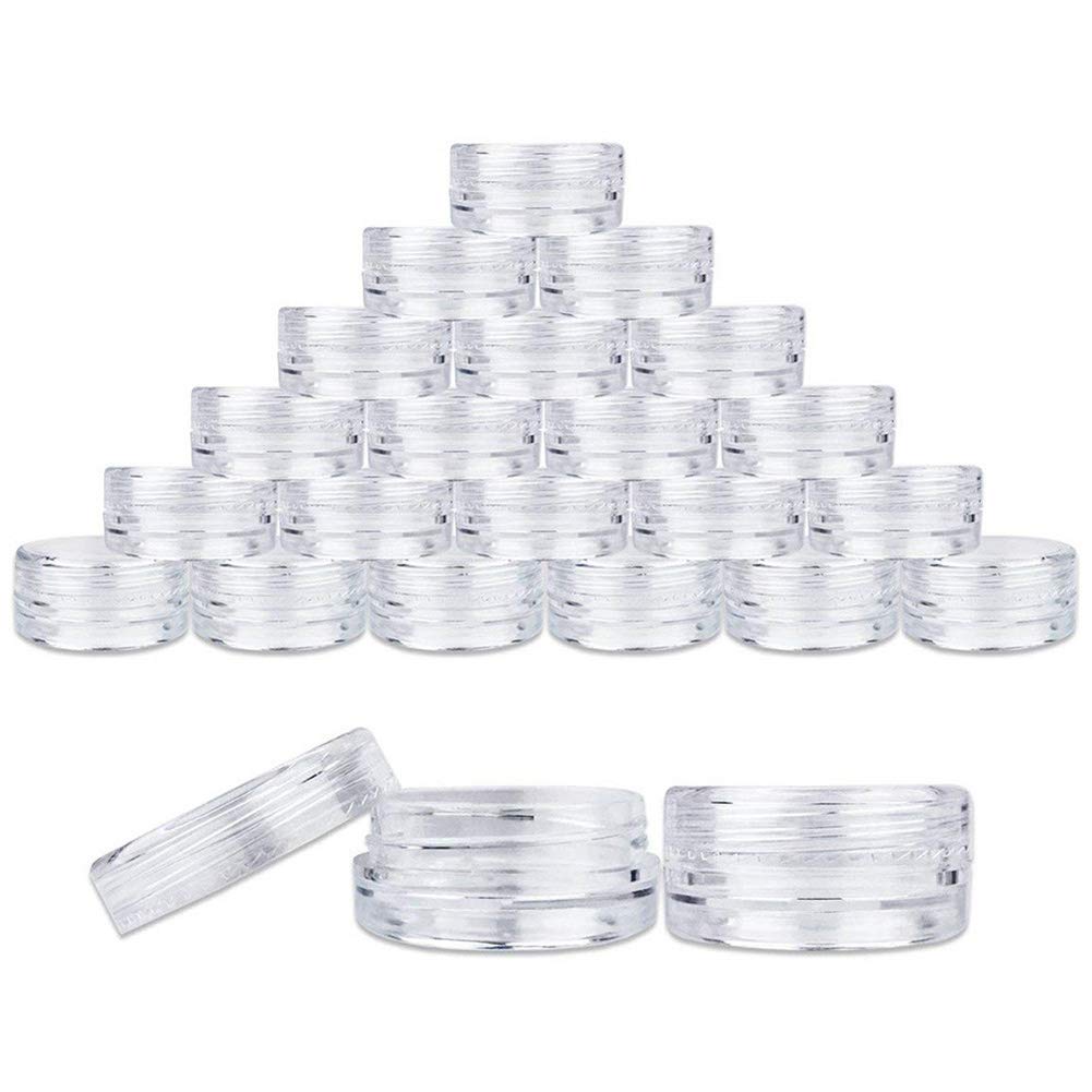 AKOAK 50 Pcs Portable 5g Plastic Transparent Vial Cosmetic Empty Bottle, Eye Shadow Lipstick Container