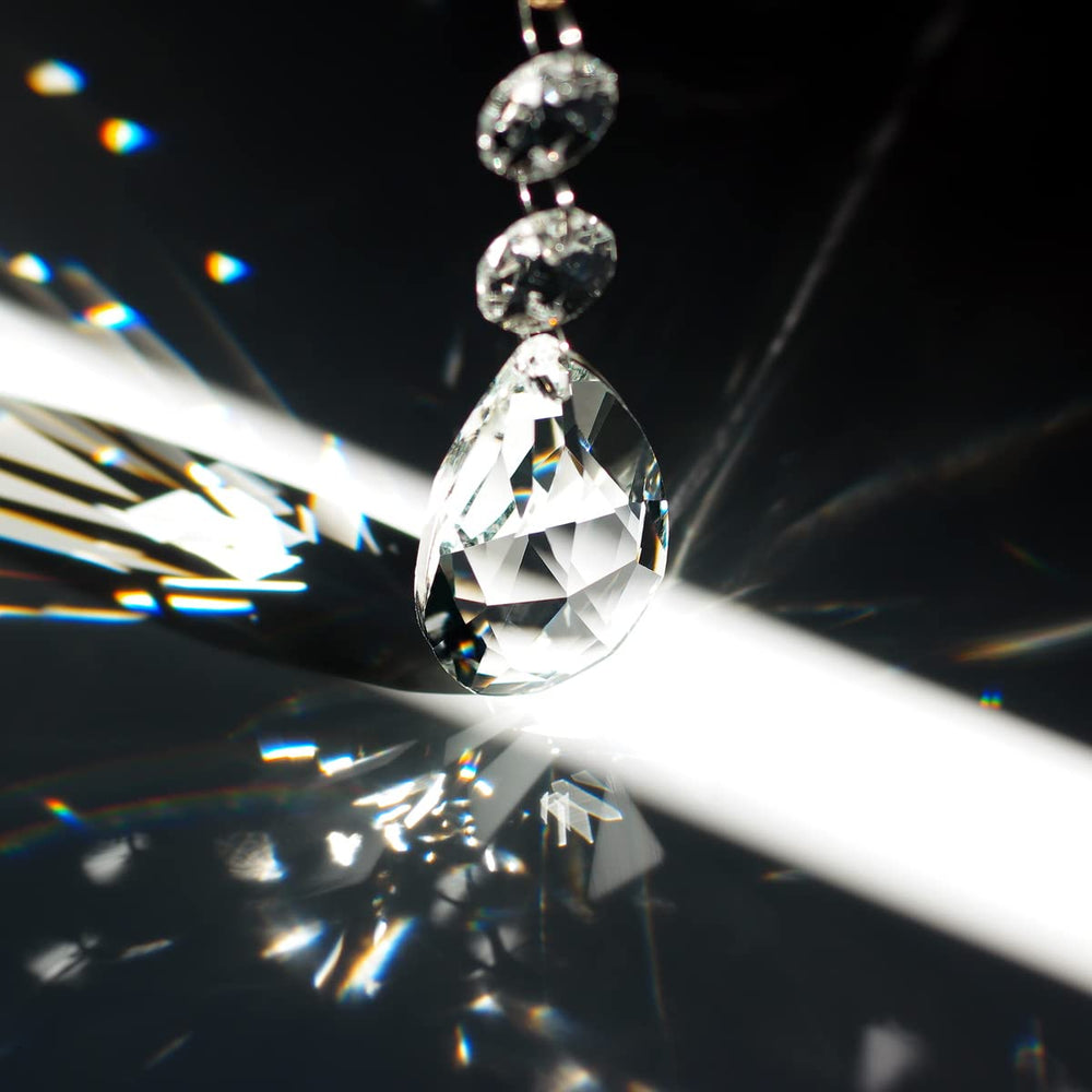20pcs 50mm Teardrop Chandelier Crystals, Clear Replacement Parts Hanging Pendants Connected Glass Octagon Beads for Chandelier Decoration