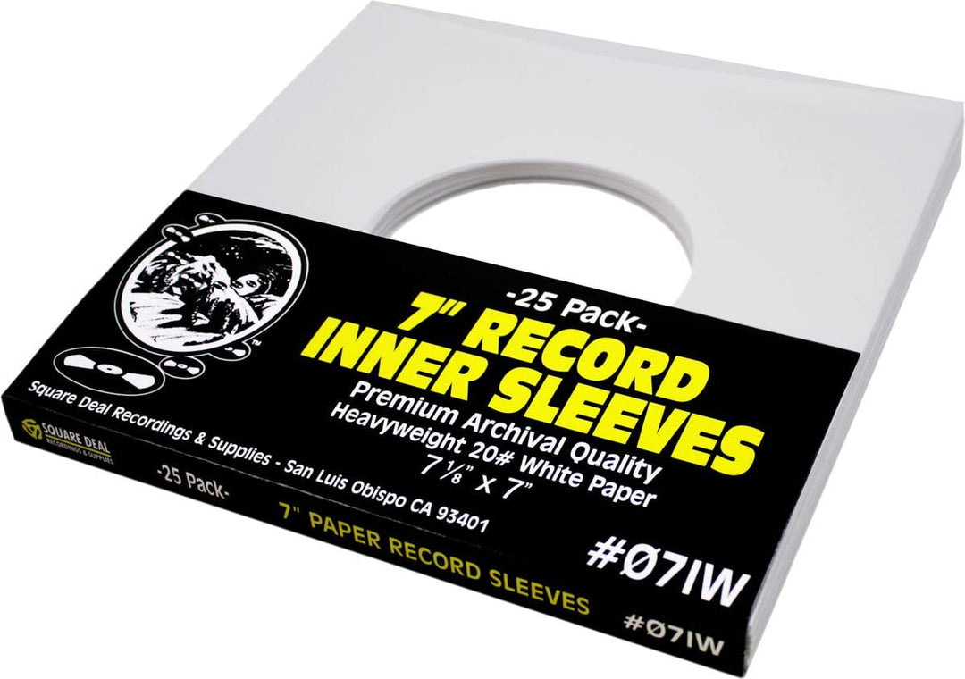 (25) Archival Quality Acid-Free Heavyweight Paper Inner Sleeves for 7 Vinyl Records #07IW