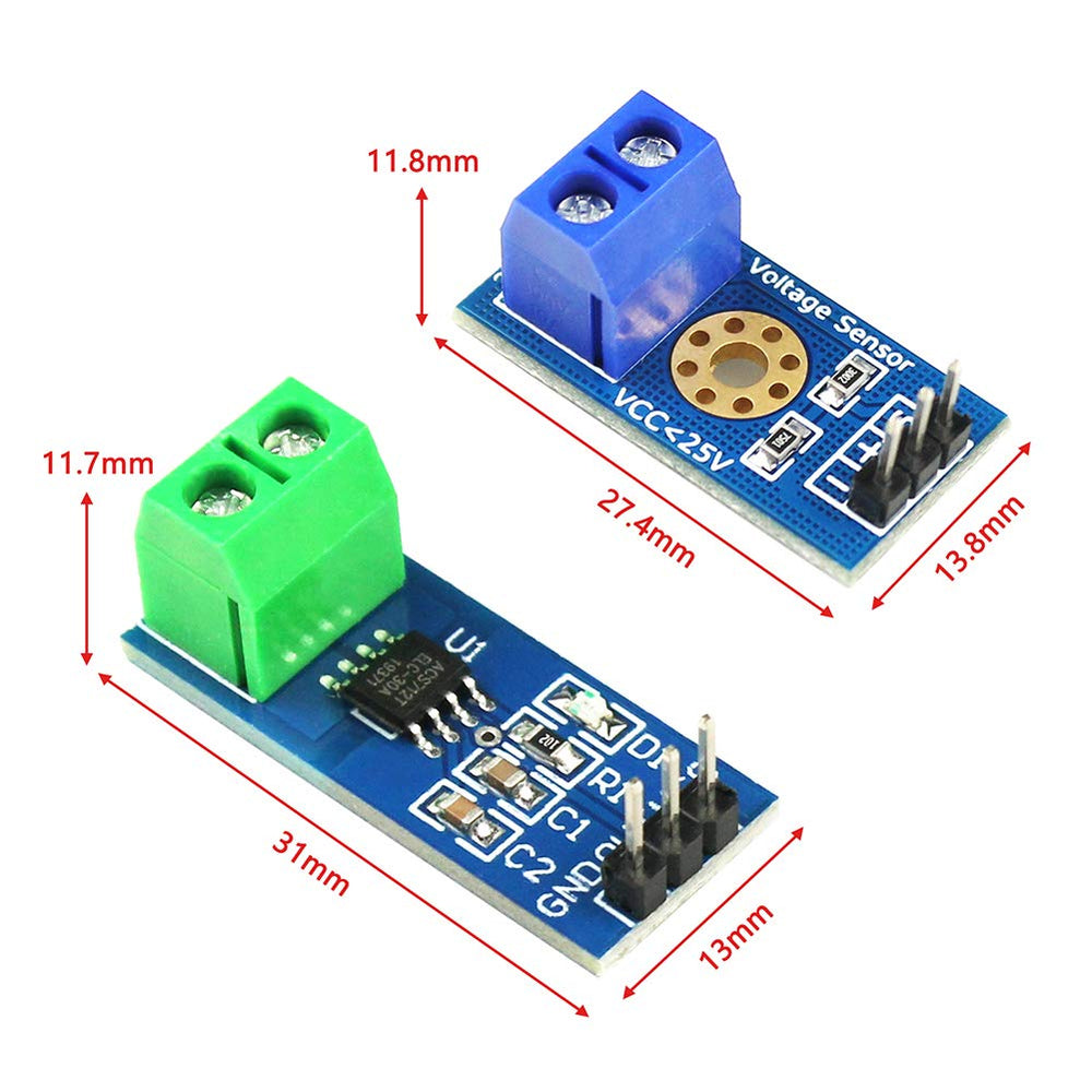 WayinTop 2pcs ACS712 Hall Effect Current Sensor Module 