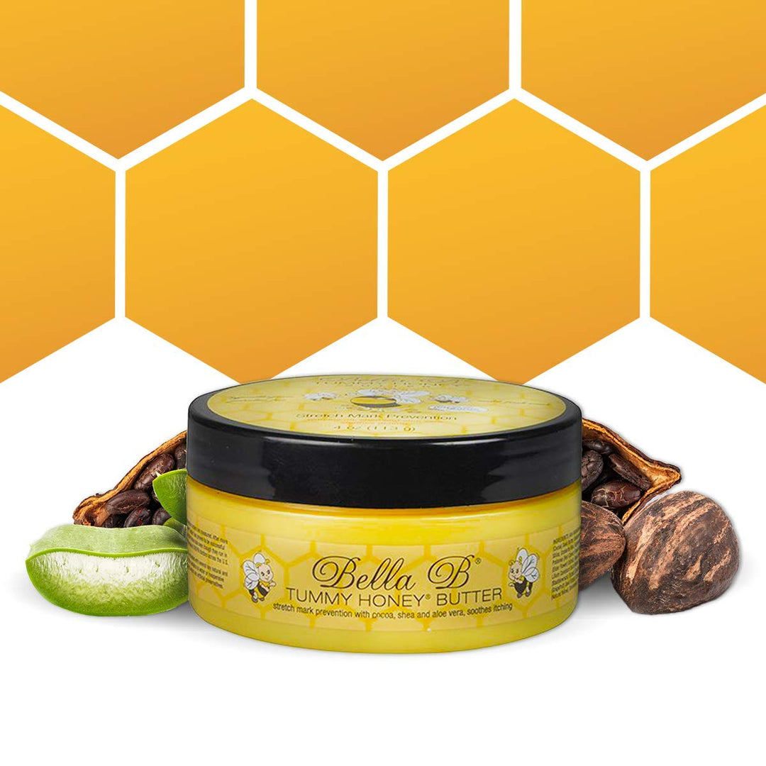 BELLA B Tummy Honey Butter 4 oz 1 Pack - Tummy Butter with Natural &amp; Organic Ingredients - Pregnancy &amp; Baby Safe - Use Daily for Fading Stretch Marks
