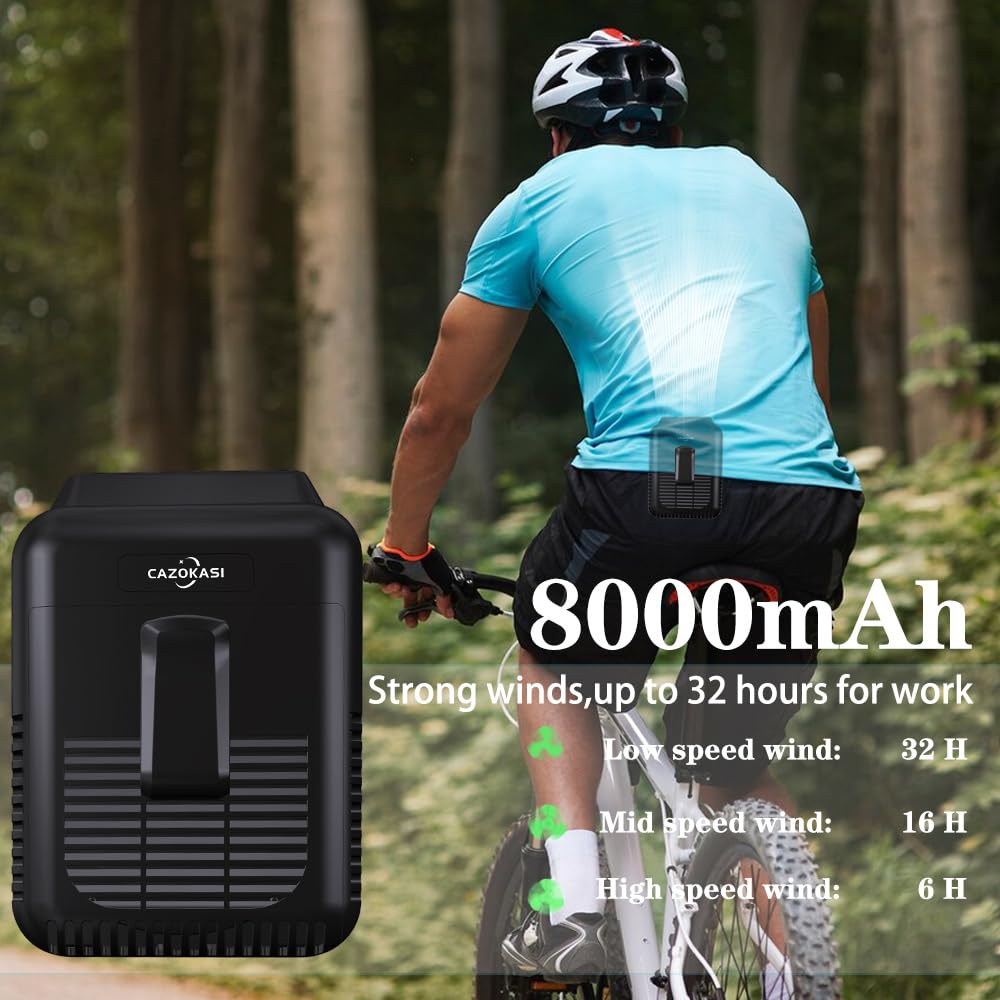 Personal Fan Portable USB Rechargeable Waist Clip Fan Working Fan Hand Free 8000mAh, 6-32hours Wearable Cooler Fan for Traveling Working Outdoor Office
