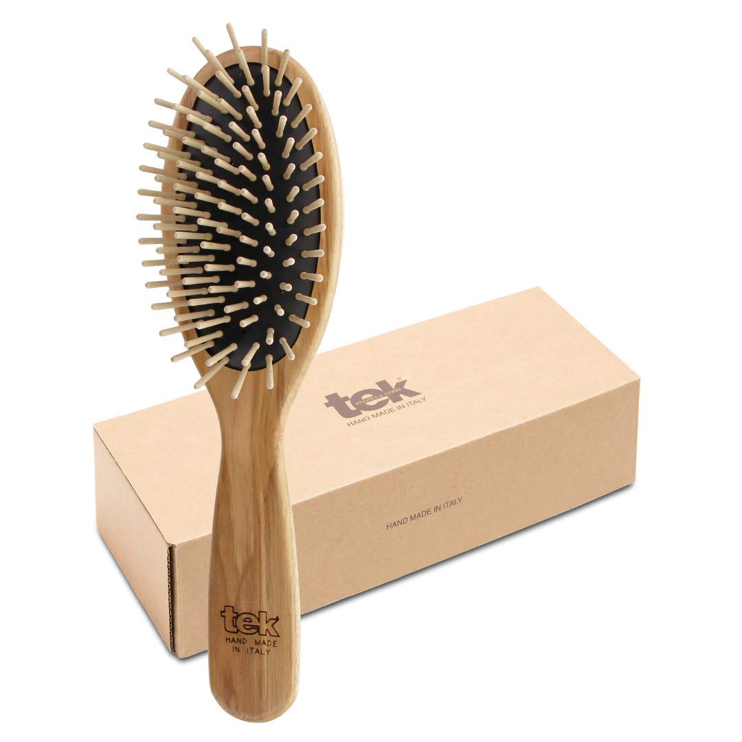 TEK - Large Oval Ash Wood Brush Handmade in Italy, with