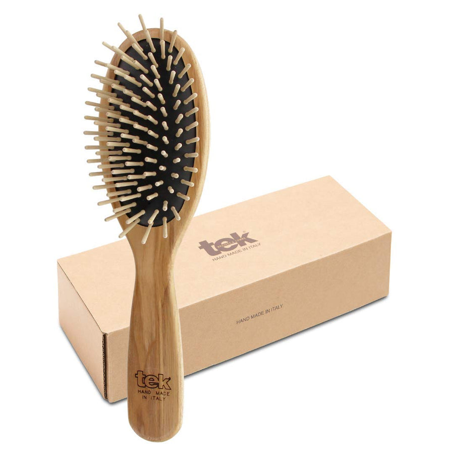 TEK - Large Oval Ash Wood Brush Handmade in Italy, with