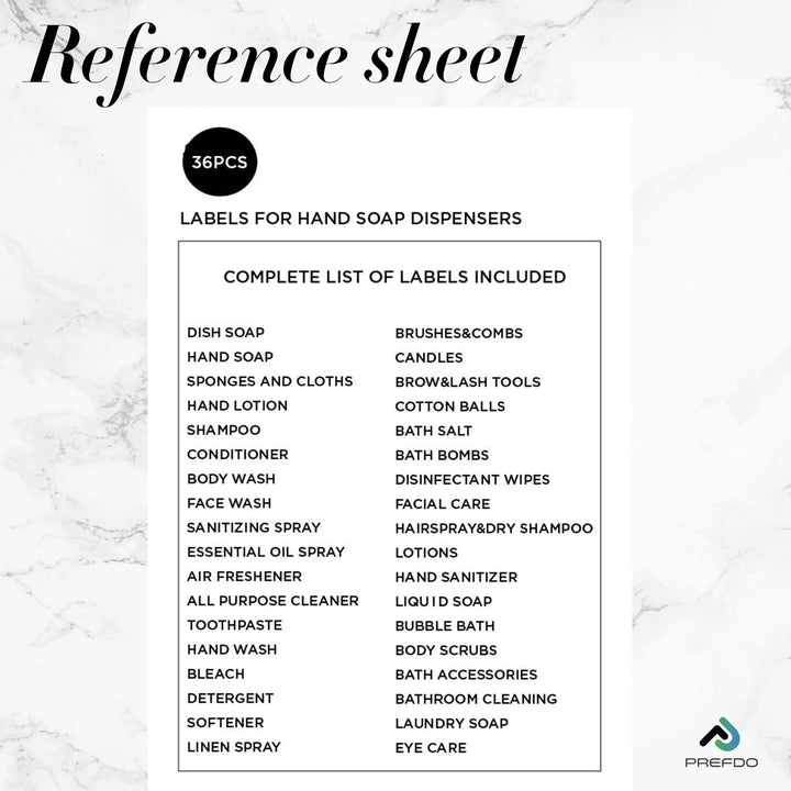 36 PCS Printed Label Stickers for Bottles, Prefdo Water