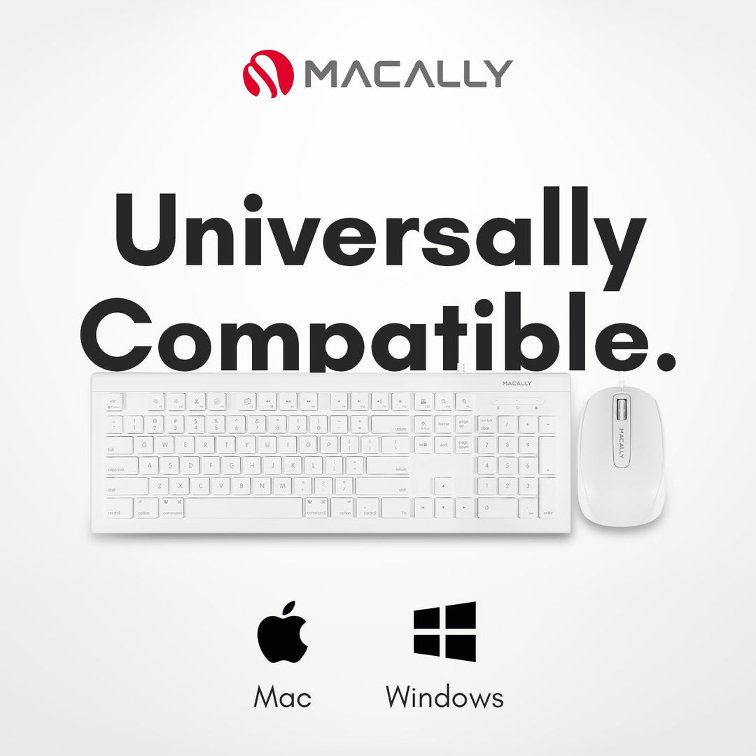 Macally 104 Key USB Wired Keyboard and Mouse Combo with