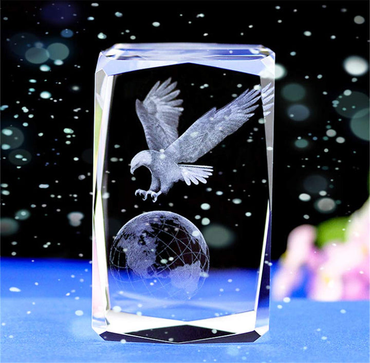 Crystal Glass Bald Eagle Statues and Figurines,3D Laser