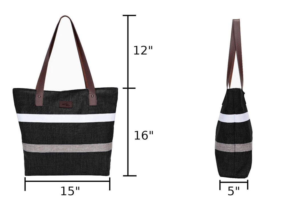 Shoulder Tote Bag Purse Top Handle Satchel Handbag For Women Work College Travel Business Shopping Casual (Black) Upgraded