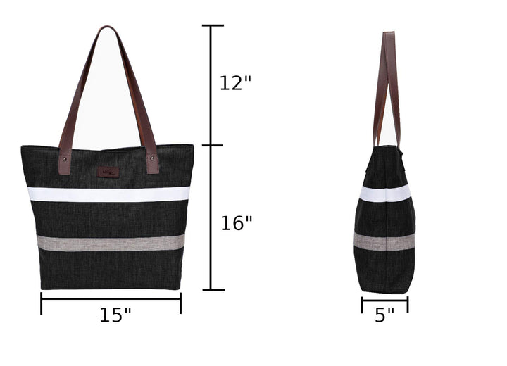 Shoulder Tote Bag Purse Top Handle Satchel Handbag For Women Work College Travel Business Shopping Casual (Black) Upgraded