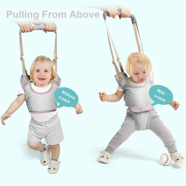 ORANGEHOME Baby Walker Toddler Walking Harness Helper and 2 Pair Knee Pads Adjustable Standing Up and Walking Learning Helper for Toddler 7-24 Months-Gray