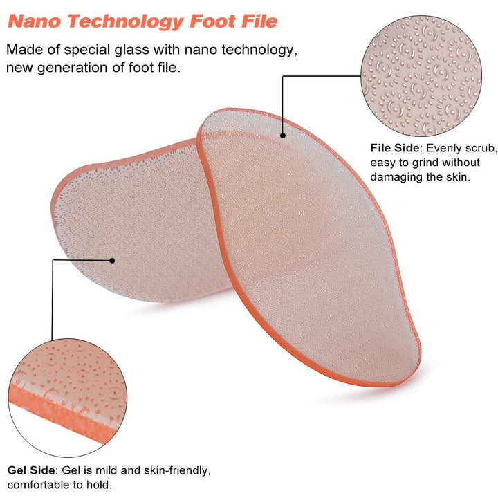 Glass Foot File Callus Remover, Crystal Pedicure Foot Rasp Callous Shaver, Portable Hand Sized Foot Scraper for Cracked Heel - Orange