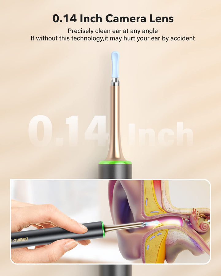 BEBIRDPRO Ear Wax Removal Cleaner with IP67 Camera, Otoscope Ear Cleaning Tool with Premium Storage Box, Earwax Cleaner with HD Camera for iOS, Android Phones T15 PRO Black, with Blackhead Vacuum