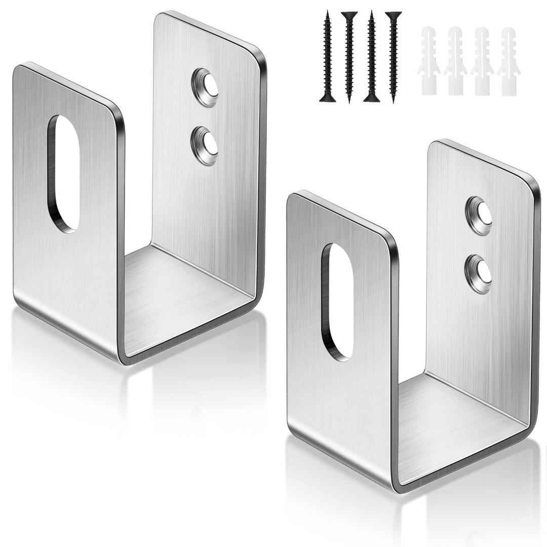 Hotop2 Packs 2 x 4 Plate Door Opening Safety Bracket, U-Shaped Steel Open Bar Heavy Floor Anti-Theft Lock Bracket for Tool Hanger Home Barn Shed Garage (Silver)