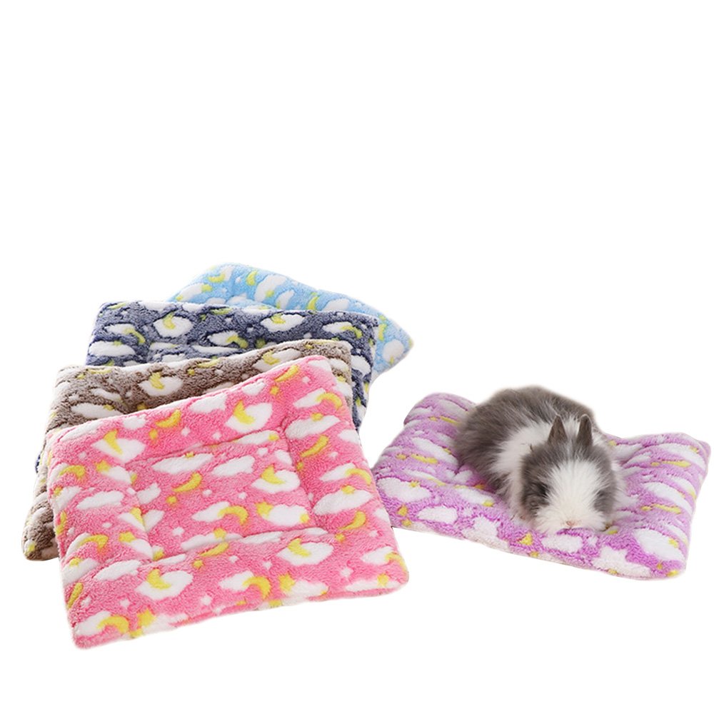 FLAdorepet Small Animal Guinea Pig Hamster Bed House Winter Warm Squirrel Hedgehog Rabbit Chinchilla Bed Mat House Nest Hamster Accessories (S, Random)