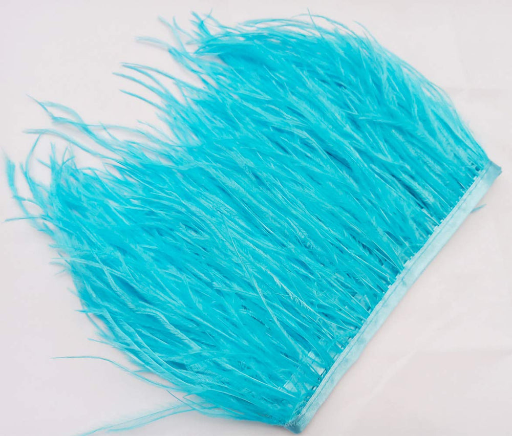 Sky Blue Ostrich Feathers Fringe Trim Craft Feathers Clothing Accessories Pack of 2 Yards